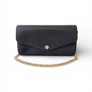 Authentic Louis Vuitton Empreinte Sarah Wallet navy red gold